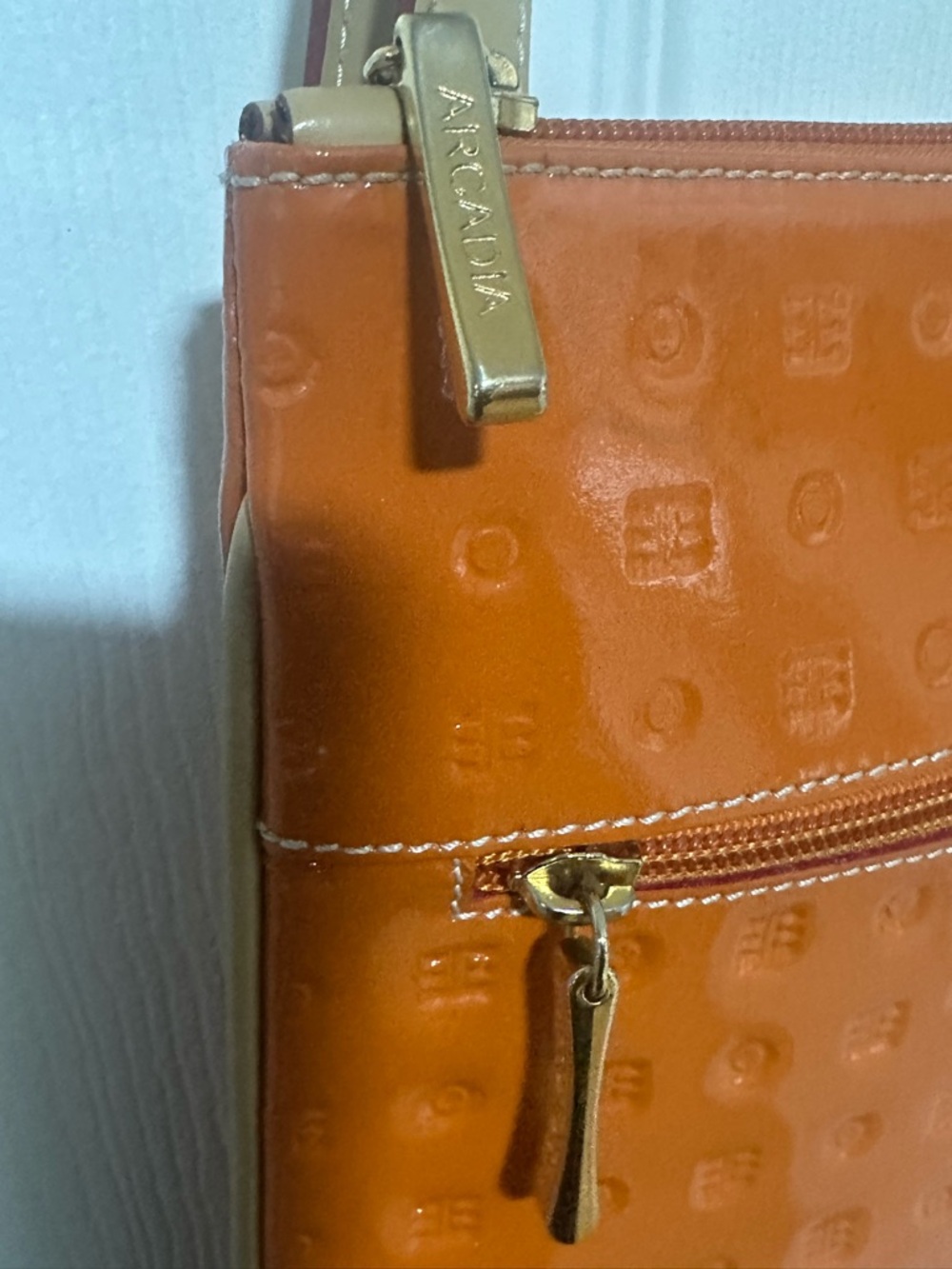ArcadiaOrange Embossed Crossbody Shoulder Bag - Picture 4 of 9